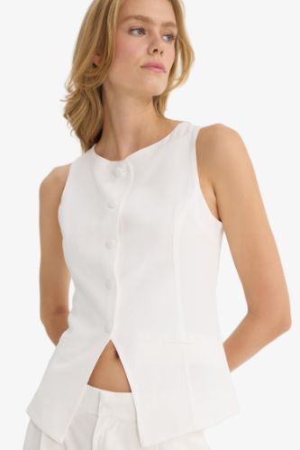 Slim Fit Dar Kesim Bisiklet Yaka Yelek