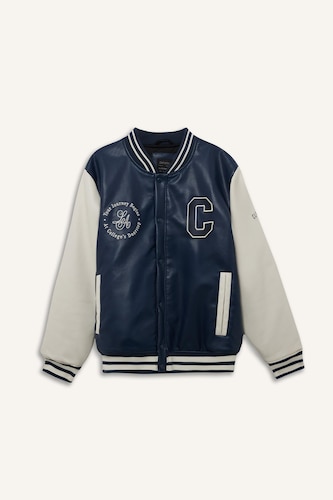 Regular Fit Suni Deri Bomber Ceket