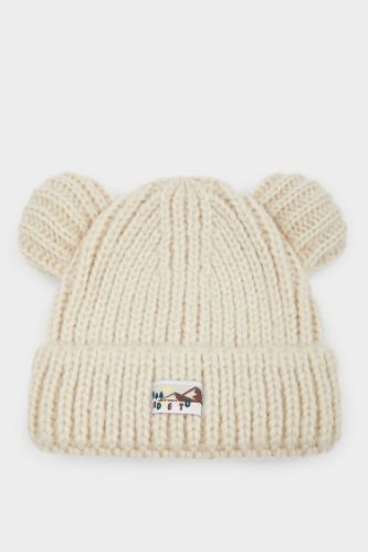Девочка Младенец Трикотажная Шапка с Нашивкой и Ушками