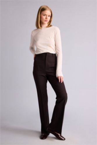 نساء بني Normal Waist Flare Trousers