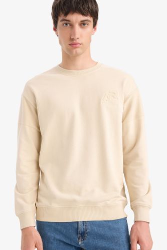 Boxy Fit Rahat Kesim Bisiklet Yaka Düğmeli Sweatshirt