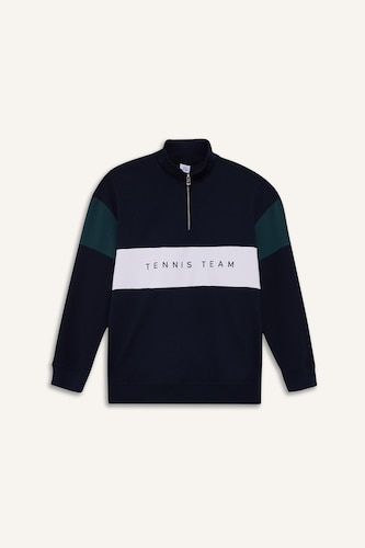 DeFactoFit Boxy Fit Stand Collar Half Zippered Sweatshirt