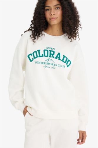 Oversize Fit Printed Long Sleeve Sweatshirt