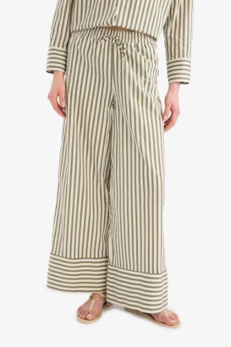Wide Leg Kumaş Pantolon Çift Cepli Yüksek Bel Geniş Paça