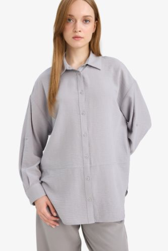 قميص طويل محجبات قصة مريحة ردن طويل