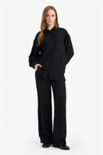 FEMME Noir Pantalon à jambes larges