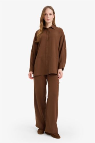 FEMME Marron Pantalon à jambes larges