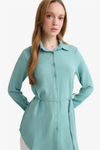 Regular Fit Shirt Collar Long Sleeve Tunic