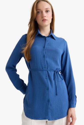 Regular Fit Shirt Collar Long Sleeve Tunic