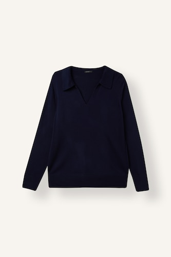 Regular Fit Navy Blue Polo Collar Sweater