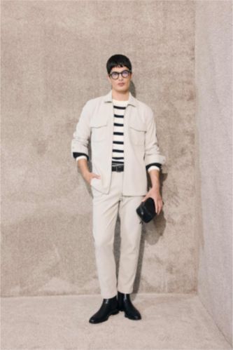 Tailored Regular Fit Düz Paça Fitilli Kadife Pantolon