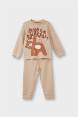Baby Boy Bear Printed Long Sleeve 2 Piece Pajama Set