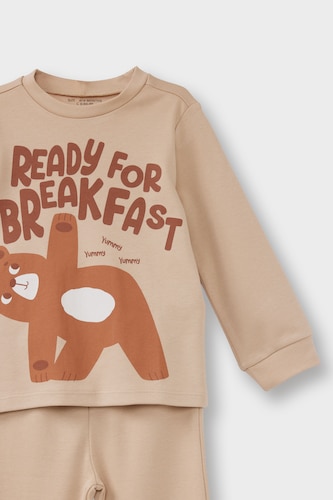Baby Boy Bear Printed Long Sleeve 2 Piece Pyjamas Set
