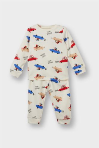 Baby Boy Vehicle Printed Long Sleeve 2 Piece Pajama Set
