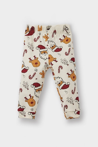 Pijama Takımı Yılbaşı Temalı Uzun Kollu Üst Uzun Alt Erkek Bebek