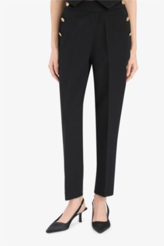 WOMAN Black High Waist Carrot Fit Trousers