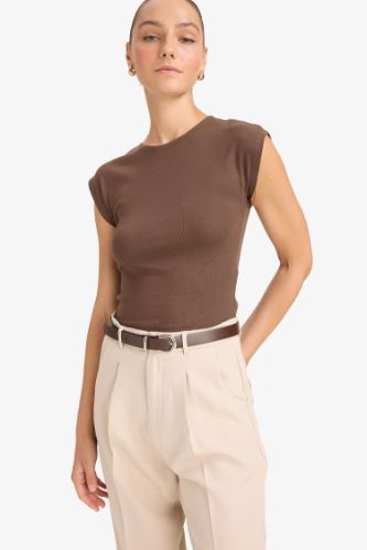 Slim Fit Crew Neck Basic Modal Short Sleeve T-Shirt