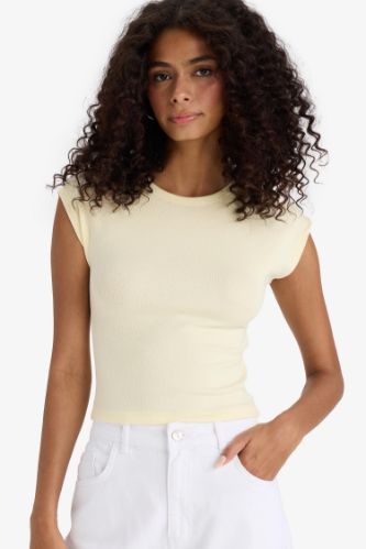 Slim Fit Dar Kesim Bisiklet Yaka Basic Düz Modal Kısa Kollu Tişört