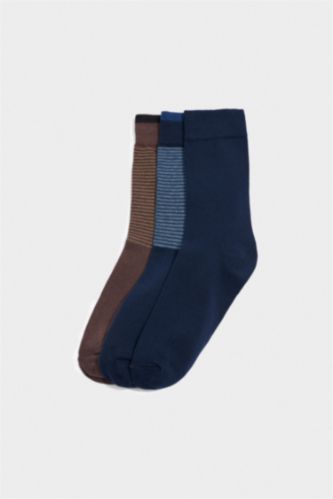 Erkek 3'lü Pamuklu Uzun Çorap