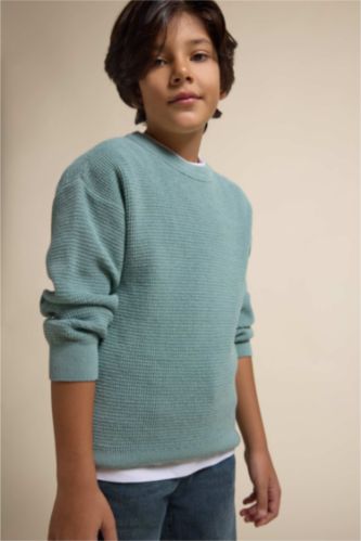 بلوفر اولادي تريكو قصة عادية برقبة مستديرة