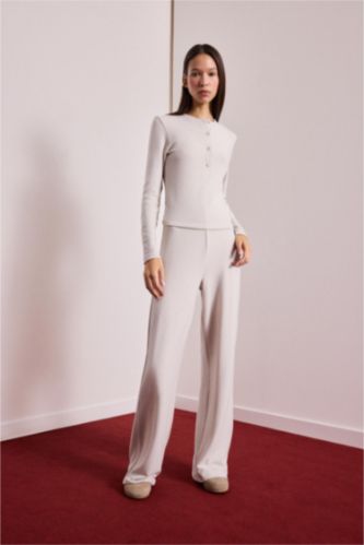 Beli Lastikli Wide Leg Geniş Paça Eşofman Altı