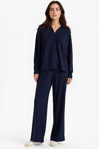 Women NAVY Wide Leg Camisole Trousers
