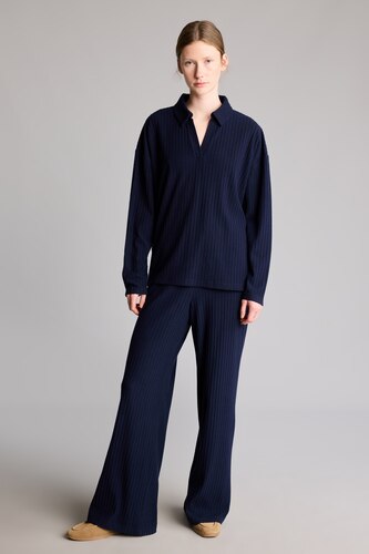 Kadın Lacivert Wide Leg Kaşkorse Pantolon