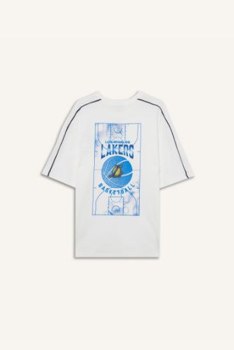 NBA Los Angeles Lakers Oversize Geniş Kalıp Bisiklet Yaka Kısa Kollu Tişört