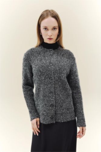 Regular Fit Bisiklet Yaka Triko Düğmeli Hırka