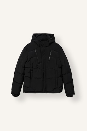 Erkek Siyah Sıcak Tutan Su İtici Slim Fit Mont