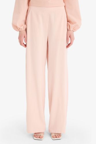 Wide Leg Keten Karışımlı Geniş Paça Pantolon