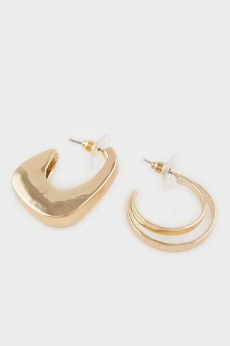 Woman 2 Piece Gold Earrings