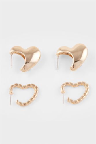 Woman 2 Piece Gold Earrings