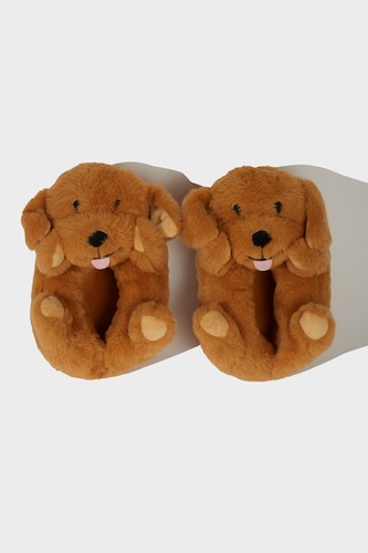 Girl Dog Themed Flat Sole Home Slippers