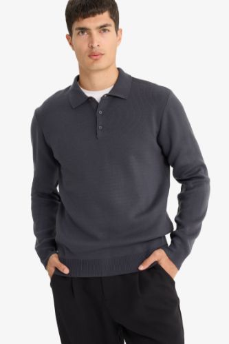 Standard Fit Polo Collar Knitwear Pullover