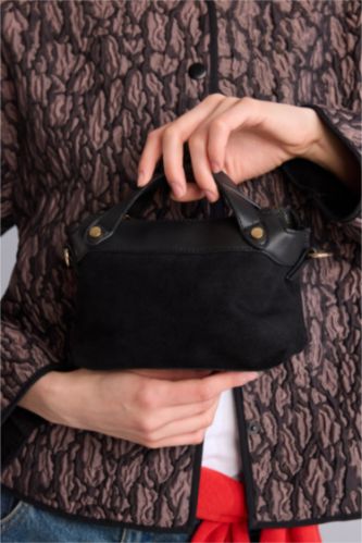 Kadın Siyah Süet Çapraz Çanta