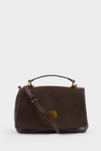 Women Dark Brown Faux Leather Shoulder bag