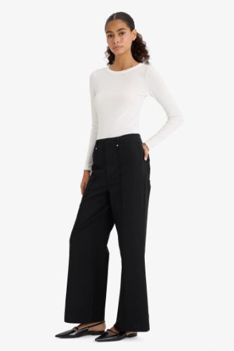 Wide Leg Cepli Yüksek Bel Gabardin Pantolon