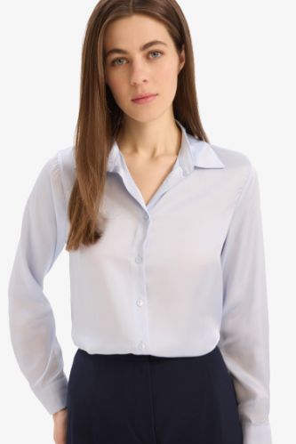 Oversize Geniş Kalıp Desenli Oxford Uzun Kollu Gömlek