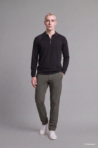 Men Khaki Tailored Fit Trousers