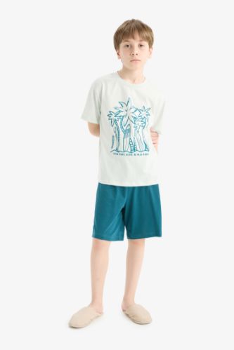 Erkek Çocuk New Pijama Takımı Kısa Kollu Pijama Üstü Esnek Belli Pijama Altı
