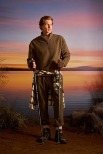 Regular Fit Drawstring Waist Fleece Cargo Sweatpants