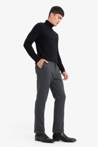 Straight Fit Combed Cotton Trousers