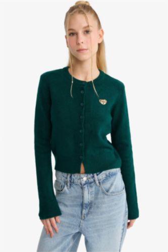 Slim Fit Crew Neck Cardigan