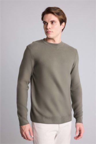Men Khaki Standard Fit Knitwear Pullover