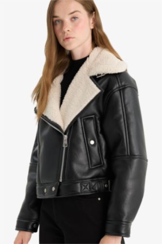 Удлиненная куртка Oversize с подкладкой из искусственного меха на молнии
