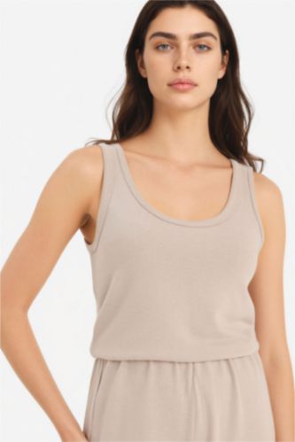 Woman Stone Loose Fit Knitwear Look Tank Top