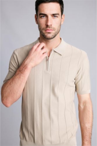 Erkek Gri Standart Fit Kısa kollu Polo Tişört