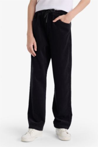 BOYS & TEENS Anthracite Boy Regular Fit Velvet Straight Trousers