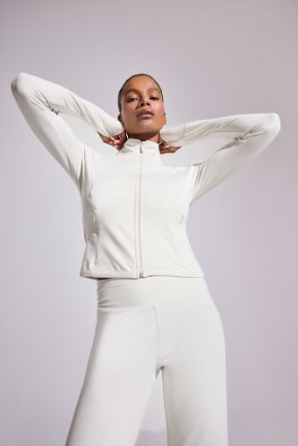 DeFactoFit Slim Fit Dar Kesim Dik Yaka İçi Yumuşak Tüylü Fermuarlı Hırka